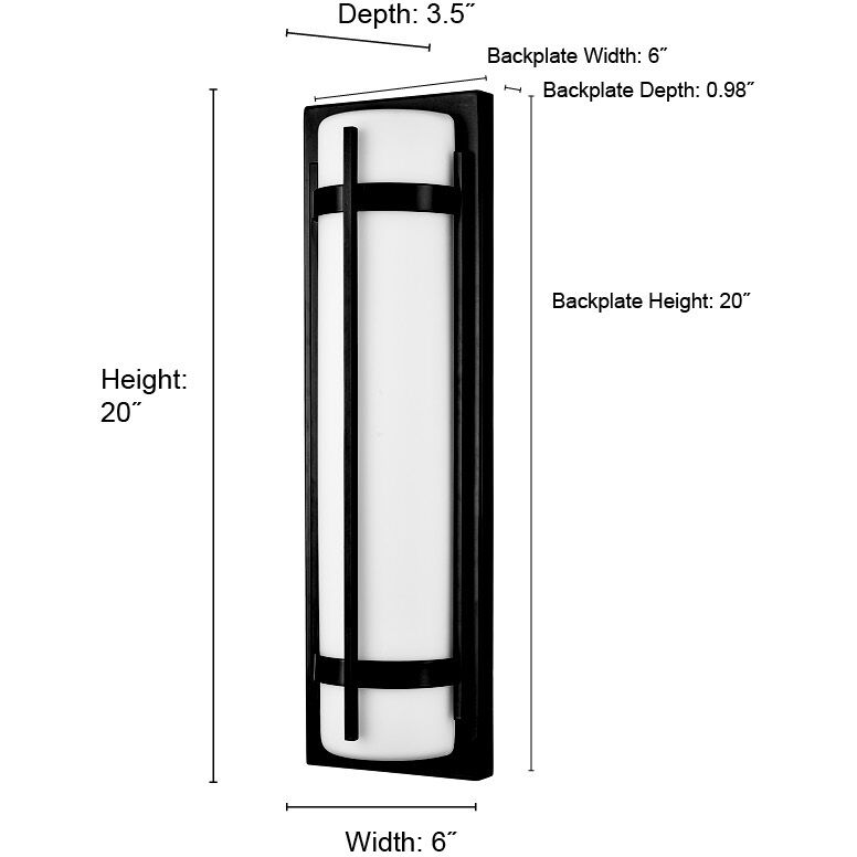 None LED 20 inch Powder Coated Black Outdoor Wall Sconce